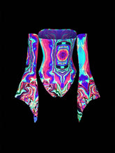 Reflective Colorful Off Shoulder Flare Sleeve Women Bodysuit